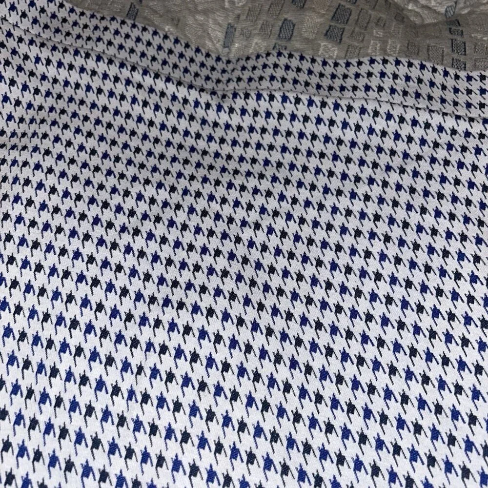 Crosby Blue Houndstooth Preppy Pull On Stretch Mini Pencil Skirt Size Medium